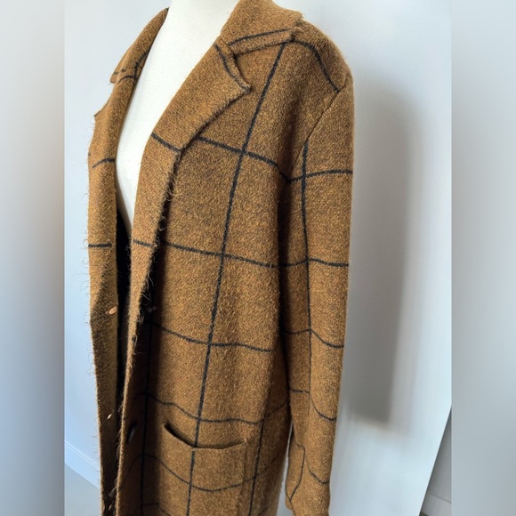 LINE Plaid Long Cardigan/Duster – Brown & Black Check - Size Medium - Picture 6 of 17